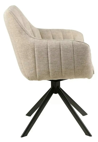 Scaun living rotativ AZALIA, bej/negru, stofa clasica/metal, 61x58x86