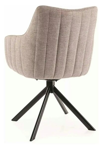 Scaun living rotativ AZALIA, bej/negru, stofa clasica/metal, 61x58x86