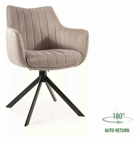 Scaun living rotativ AZALIA, bej/negru, stofa clasica/metal, 61x58x86