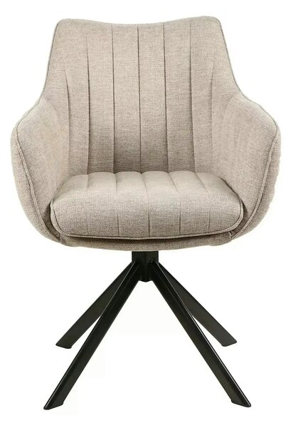 Scaun living rotativ AZALIA, bej/negru, stofa clasica/metal, 61x58x86
