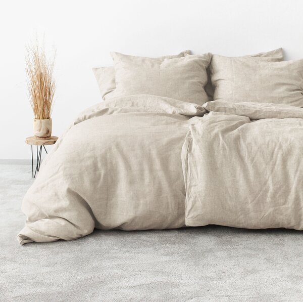 Goldea lenjerie de pat cu amestec de in - bej natural 140 x 200 și 50 x 70 cm