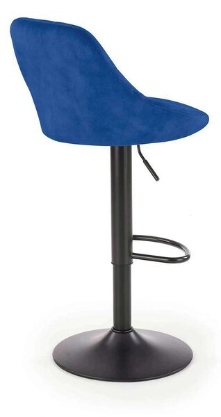 Scaun bar H101, albastru/negru, stofa catifelata/metal, 47x45x84/106 c