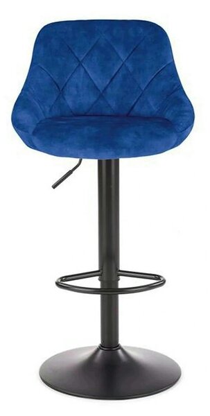 Scaun bar H101, albastru/negru, stofa catifelata/metal, 47x45x84/106 c