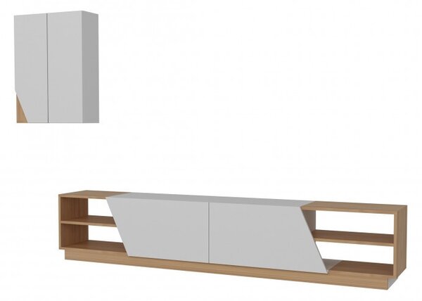 Ansamblu Comoda TV Zebra Alb-Teak