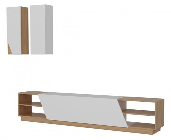 Ansamblu Comoda TV Zebra Alb-Teak