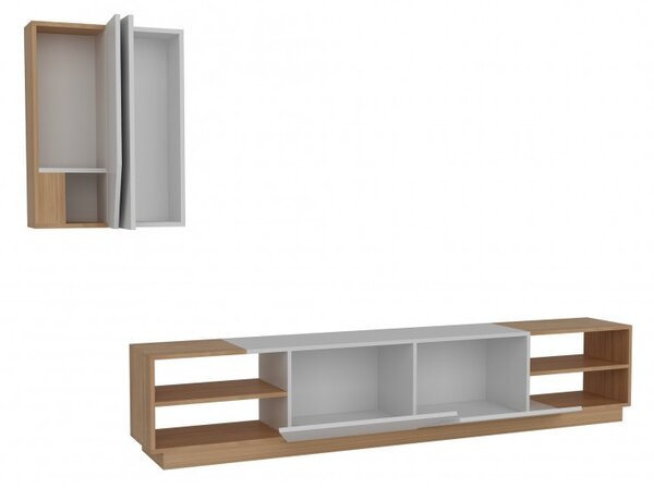 Ansamblu Comoda TV Zebra Alb-Teak