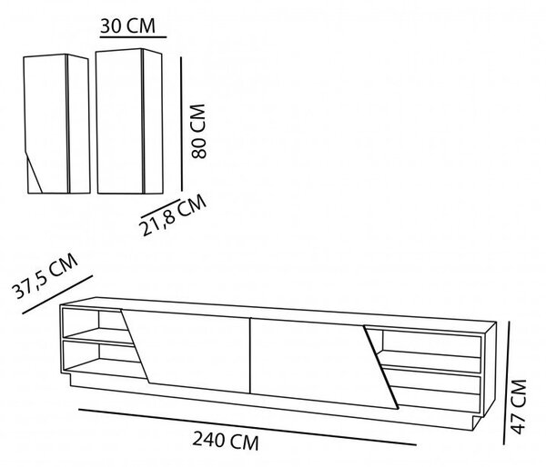Ansamblu Comoda TV Zebra Alb-Teak