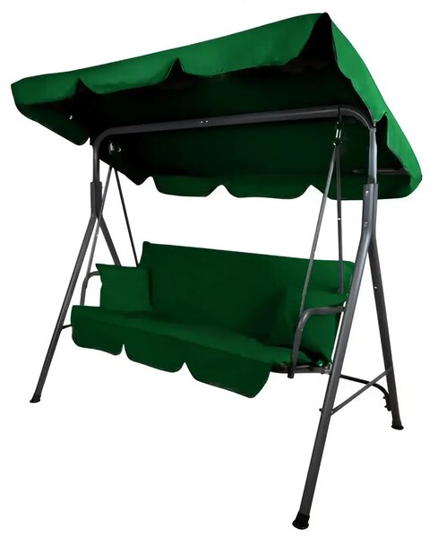 Balansoar gradina verde, 3 persoane, structura metal, 170 x 110 x 153 cm
