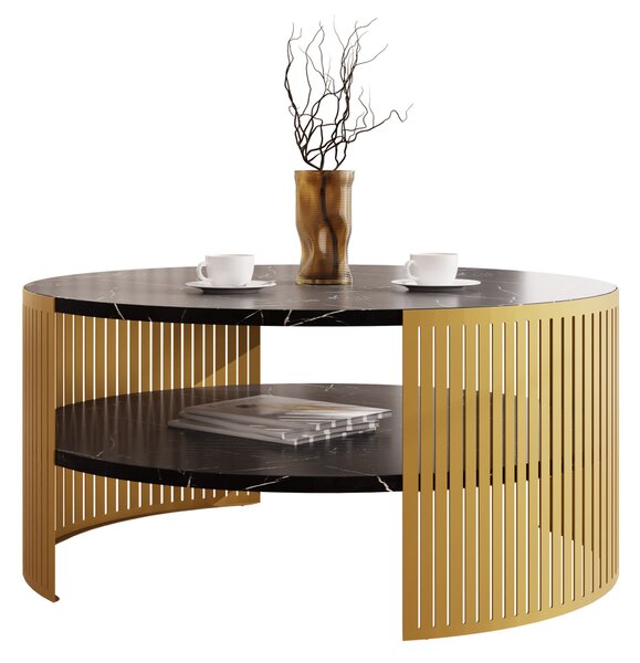 Măsuță de cafea Zentono Gold (auriu + Negru molet) . 1103774