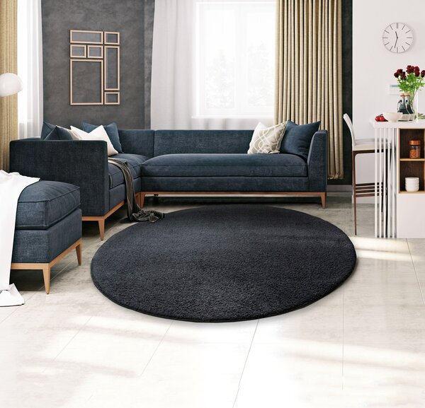 Covor rotund Vince negru 190 cm