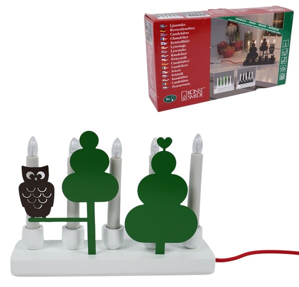 Sfesnic electric din metal WOOD OWL, alb