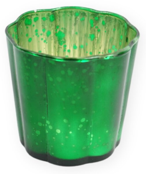 Suport de lumanare din sticla verde RAINBOW WAVES 8 cm