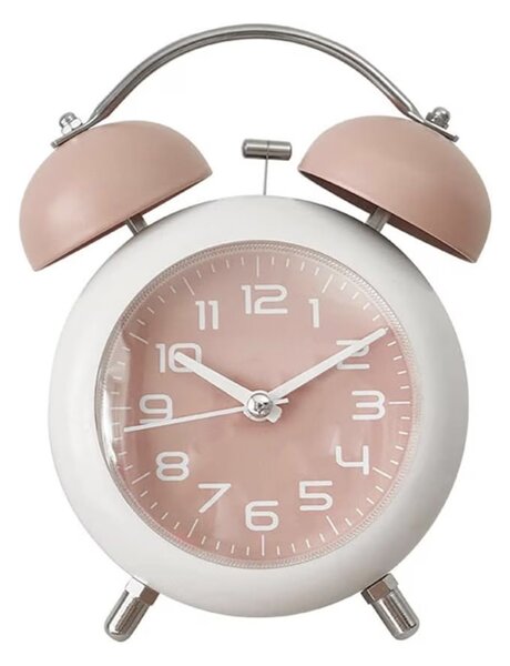 Ceas de masa desteptator Pufo Joyful cu buton de iluminare cadran, 15 cm, roz