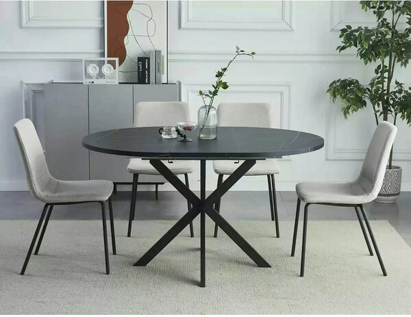 Masa extensibila pentru sufragerie GASTON, negru, 100/135x100x75 cm