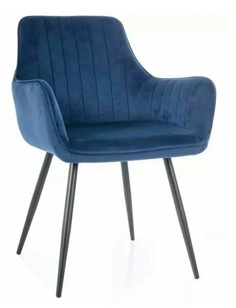 Scaun APPLE, albastru/negru, stofa catifelata - Bluvel 86/metal, 57x47