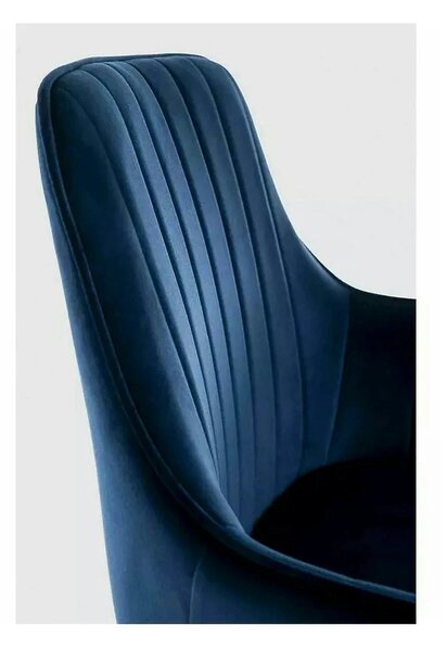 Scaun APPLE, albastru/negru, stofa catifelata - Bluvel 86/metal, 57x47