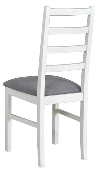 Scaun NILO 8, alb/gri - Riviera 91, lemn de fag/stofa catifelata, 43x4