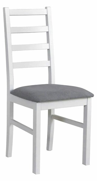 Scaun NILO 8, alb/gri - Riviera 91, lemn de fag/stofa catifelata, 43x4