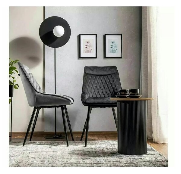 Scaun AGAT, gri/negru, stofa catifelata - Bluvel 14/metal, 51x44x88 cm