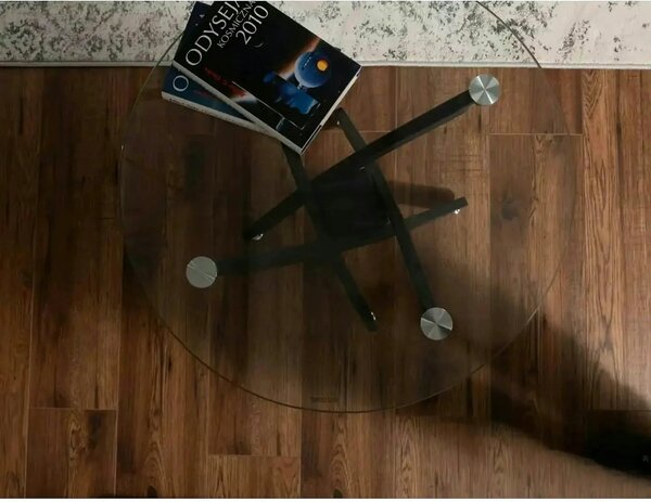 Masa sticla transparenta AGIS, sticla/metal, 90x90x72 cm