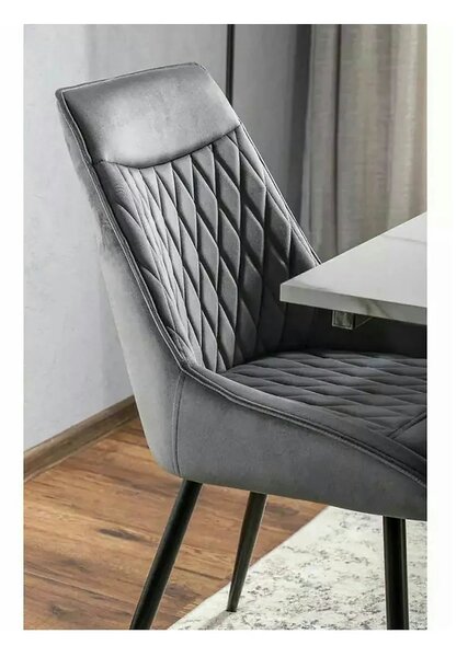 Scaun AGAT, gri/negru, stofa catifelata - Bluvel 14/metal, 51x44x88 cm