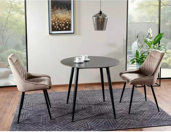 Scaun AGAT, bej inchis/negru, stofa catifelata - Bluvel 40/metal, 51x4