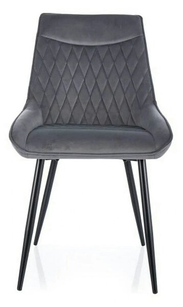 Scaun AGAT, gri/negru, stofa catifelata - Bluvel 14/metal, 51x44x88 cm