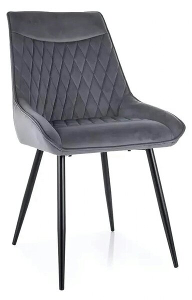 Scaun AGAT, gri/negru, stofa catifelata - Bluvel 14/metal, 51x44x88 cm
