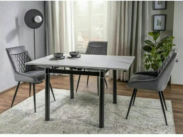 Scaun AGAT, gri/negru, stofa catifelata - Bluvel 14/metal, 51x44x88 cm
