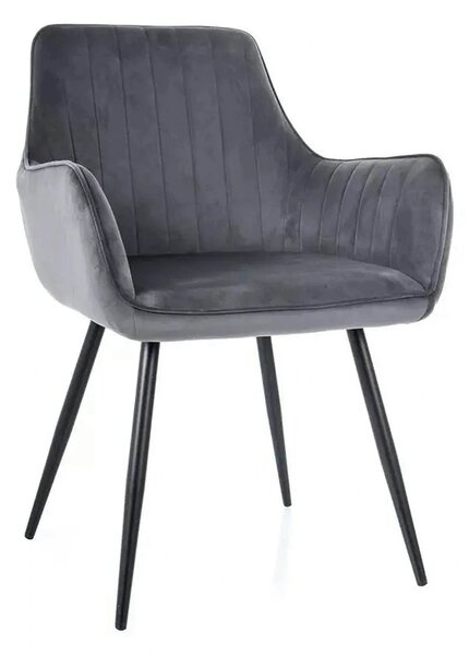 Scaun APPLE, gri/negru, stofa catifelata - Bluvel 14/metal, 57x47x85 c