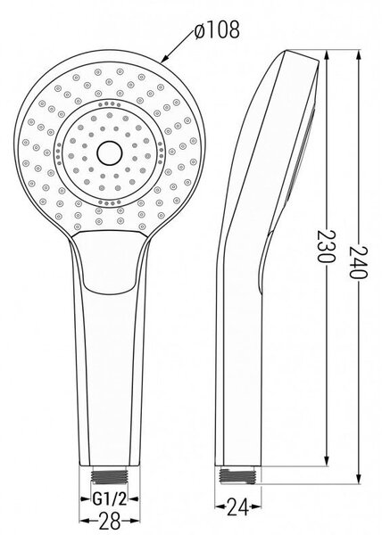 Mexen R-05 duș de mână cu 3 funcții, alb - 79505-20
