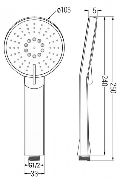 Mexen R-40 mâner de duș cu 3 funcții, negru - 79540-70