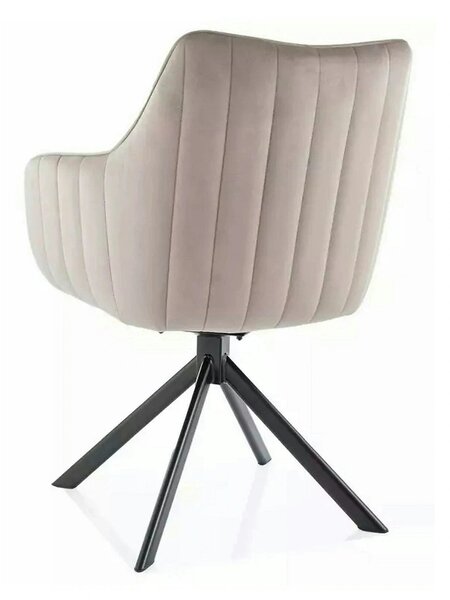 Scaun living rotativ AZALIA, bej inchis/negru, stofa catifelata/metal