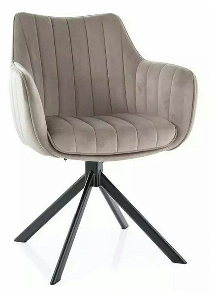 Scaun living rotativ AZALIA, bej inchis/negru, stofa catifelata/metal