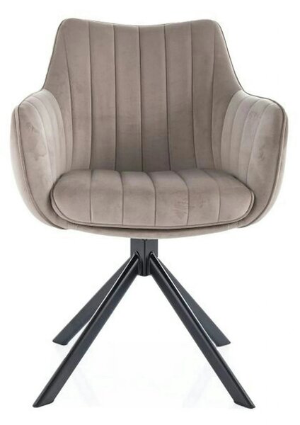 Scaun living rotativ AZALIA, bej inchis/negru, stofa catifelata/metal