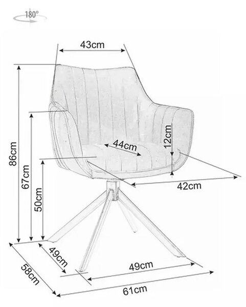 Scaun living rotativ AZALIA, bej inchis/negru, stofa catifelata/metal