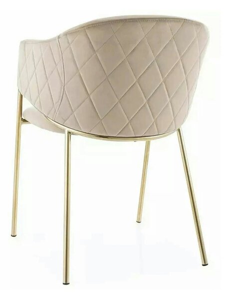 Scaun de living modern BONO, bej/auriu, stofa catifelata/metal, 55x44x