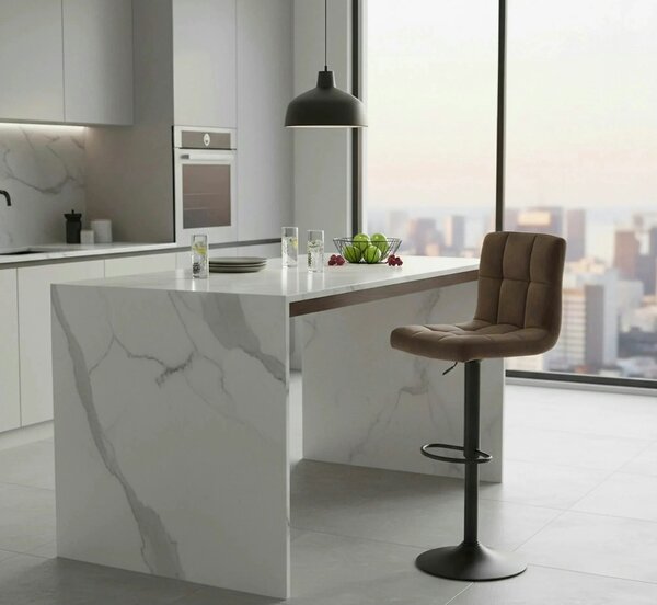 Scaun bar C105, bej inchis - Bluvel 40/negru, stofa catifelata/metal