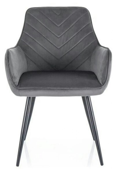 Scaun FIG, gri/negru, stofa catifelata/metal, 57x47x85 cm