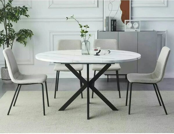 Masa extensibila pentru sufragerie GASTON, alb/negru, 100/135x100x75 cm