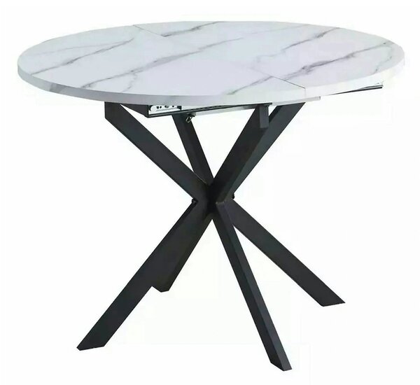 Masa extensibila pentru sufragerie GASTON, alb/negru, 100/135x100x75 cm