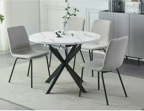 Masa extensibila pentru sufragerie GASTON, alb/negru, 100/135x100x75 cm