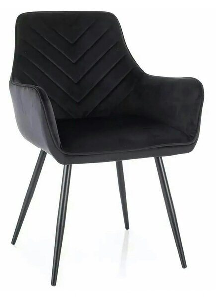 Scaun FIG, negru, stofa catifelata/metal, 57x47x85 cm