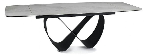 Masa extensibila INFINITY, alb/negru, sticla securizata/ceramica/metal