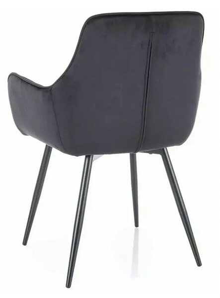 Scaun FIG, negru, stofa catifelata/metal, 57x47x85 cm