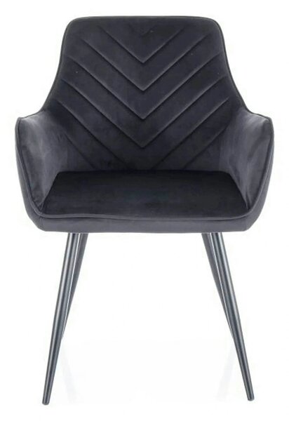 Scaun FIG, negru, stofa catifelata/metal, 57x47x85 cm