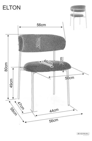 Scaun ELTON, bej/negru, stofa/metal, 56x46x80 cm