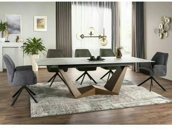 Scaun rotativ HUGO, gri/negru, stofa clasica/metal, 58x46x90 cm