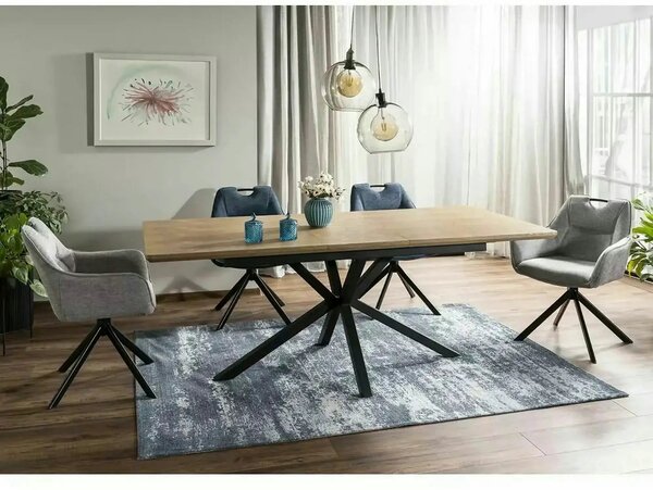Masa extensibila LOGAN, stejar/negru, 160/200x90x76 cm