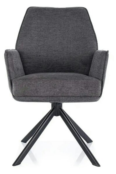 Scaun rotativ HUGO, gri inchis/negru, stofa clasica/metal, 58x46x90 cm